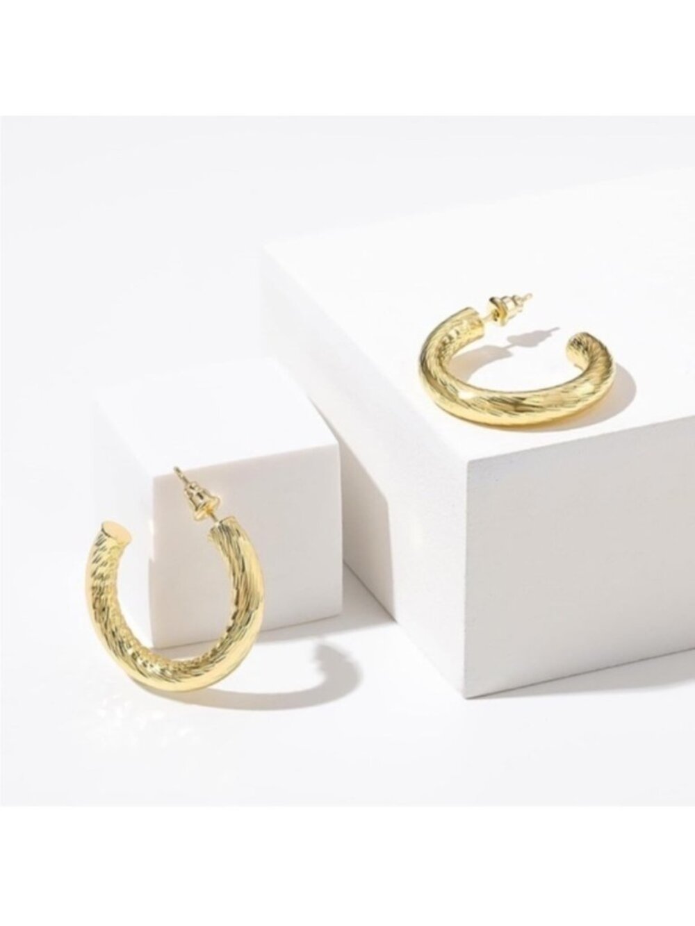 Gold 14k Gold Plated Hoop Cuff Earrings